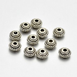 Argent Antique Perles d'espacement rondelles en alliage de style tibétain, sans plomb et sans cadmium et sans nickel, argent antique, 5x3mm, Trou: 1mm