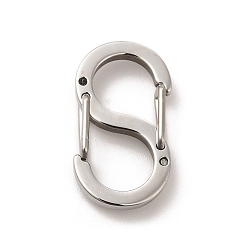 Stainless Steel Color 304 Stainless Steel Push Gate Snap Key Clasps, Double Snap S Clasps, Stainless Steel Color, 23x12.5x4mm