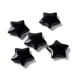 Obsidienne Des billes d'obsidienne naturelles, pas de trou / perles non percées, étoiles, 29.5x31~31.5x7~8mm