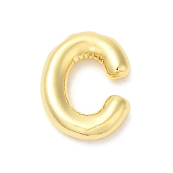 Letter C Colgantes de latón chapados en rack ecológicos, larga duración plateado, sin plomo y el cadmio, real 18 k chapado en oro, encanto de la letra, letra c, 21~23x13~26x4.5~5.5 mm, agujero: 2.5~3.5x1.5~2 mm