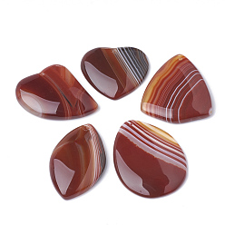 Sienna Dyed Natural Striped Agate/Banded Agate Pendants, Mixed Shape, Sienna, 36~54x32~41x5~7mm, Hole: 2mm