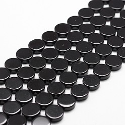 Black Onyx Natural Black Onyx Beads Strands, Grade A, Dyed & Heated, Flat Round, 10x4mm, Hole: 1mm, about 39pcs/strand, 15.16 inch~15.35 inch