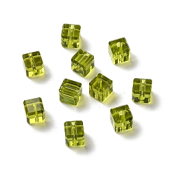 Oliva Imitación de vidrio cuentas de cristal austriaco, facetados, suqare, oliva, 5.5x5.5x5.5 mm, agujero: 1 mm