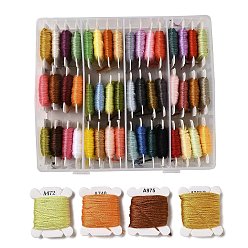 Mixed Color 48 Cards 48 Colors 6-Ply Polyester Embroidery Floss, Cross Stitch Threads, Mixed Color, 0.5mm, about 8.75 Yards(8m)/card, 1 card/color