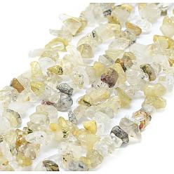 Quartz Rutilated Brins de perles de quartz rutiles en or naturel, 5~8x5~8mm, Trou: 1mm, environ 31.5 pouce