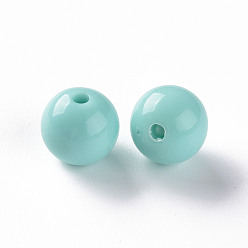 Turquoise Pâle Perles acryliques opaques, ronde, turquoise pale, 12x11mm, Trou: 1.8mm, environ566 pcs / 500 g