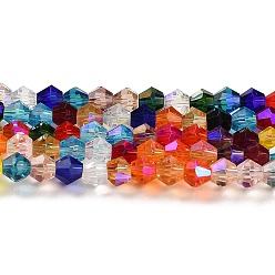 Разноцветный Прозрачные стеклянные бусины гальваническим пряди, с покрытием AB цвета, граненые, двухконусные, красочный, 2 мм, около 162~185 шт / нитка, 12.76~14.61 дюйм (32.4~37.1 см)