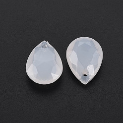 Blanc Fumé Perles acryliques transparentes, facette, larme, fumée blanche, 17.5x13x7.5mm, Trou: 1.8mm, environ560 pcs / 500 g