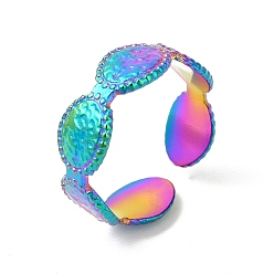 Rainbow Color Chapado en iones (ip) 304 anillo de puño abierto ovalado de acero inoxidable para mujer, color del arco iris, tamaño de EE. UU. 7 1/4 (17.6 mm)