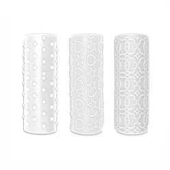 Blanco Juegos de rodillos de textura de arcilla con mango de plástico, herramientas de alfarería, blanco, 10x3.5 cm, 3 PC / sistema
