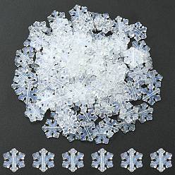 Clear Transparent Acrylic Beads, Glitter Powder, Snowflake, Clear, 12x11.5x2.5mm, Hole: 1.5mm
