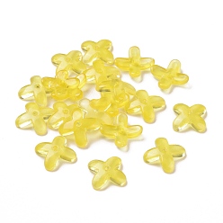 Amarillo Perlas de vidrio, para la fabricación de la joyería, flor, amarillo, 9.5x9.5x3.5 mm, agujero: 1 mm