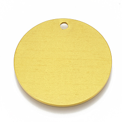 Oro Colgantes de aluminio, colgantes de corte por láser, plano y redondo, estampar etiqueta en blanco, oro, 50x1.5 mm, agujero: 3.5 mm