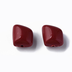 Rouge Foncé Perles acryliques opaques, polygone, rouge foncé, 17.5x15.5x11mm, Trou: 2mm, environ230 pcs / 500 g