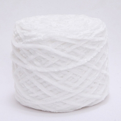 White Wool Chenille Yarn, Velvet Cotton Hand Knitting Threads, for Baby Sweater Scarf Fabric Needlework Craft, White, 3mm, 90~100g/skein