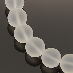 Clear Frosted Transparent Round Glass Beads Strands, Clear, 12mm, Hole: 1mm, about 33pcs/strand, 15 inch