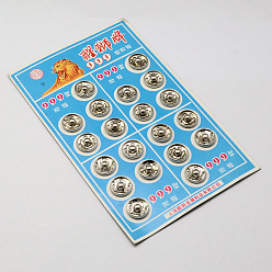 Platinum Flat Round Iron Sewing Snap Button, Press Studs, Platinum, 14x5mm, Hole: 3mm, 20sets/card