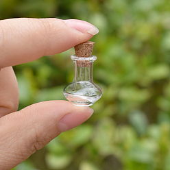 Clear Glass Bottles Ornament, Glass Empty Wishing Bottles, DIY Vials for Pendant Decorations, Lantern Bottle with Cork, Clear, 2.4~2.6x1.7cm