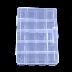 Прозрачный Пластмассовый шарик контейнеры, 20 отсеков, прямоугольные, прозрачные, 27x19x4.5 см, Отсек: 52x45 мм
