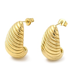 Real 18K Gold Plated Ion Plating(IP) 304 Stainless Steel Croissant Stud Earrings, Real 18K Gold Plated, 23x13mm