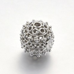 Platine Alliage perles rondes en filigrane creuse, boule en filigrane, platine, 13.5x14mm, Trou: 2mm