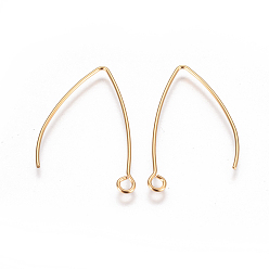 Golden Vacuum Plating 304 Stainless Steel Earring Hooks, with Horizontal Loop, Golden, 31x20x0.8mm, Hole: 2.3mm, 21 Gauge, Pin: 0.7mm