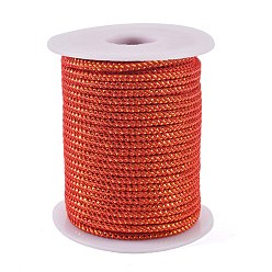 Orange Red Round String Thread Polyester Cords, with Gold Wire, Orange Red, 2.5mm, about 21.87 yards(20m)/roll