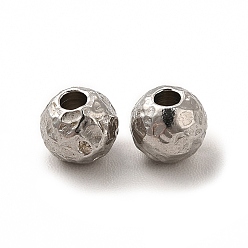 Stainless Steel Color 201 Stainless Steel Beads, Textured, Round, Stainless Steel Color, 5mm, Hole: 1.5mm