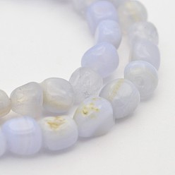 Blue Lace Agate Natural Blue Lace Agate Bead Strands, Tumbled Stone, Nuggets, 5~7X5~7mm, Hole: 1mm, about 15.7 inch