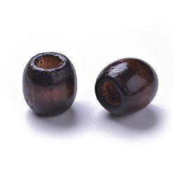 Brown Dyed Natural Maple Wood Beads, Barrel, Lead Free, Brown, 16x16~17mm, Hole: 8mm, about 676pcs/1000g