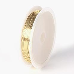 Light Gold Fil de cuivre rond pour la fabrication de bijoux, plaqué longue durée, or et de lumière, Jauge 26, 0.4mm, environ 32.8 pieds (10 m)/rouleau, 10 rouleaux / groupe