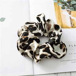 Floral White Leopard Print Pattern Cloth Elastic Hair Accessories, for Girls or Women, Scrunchie/Scrunchy Hair Ties, Floral White, 120mm