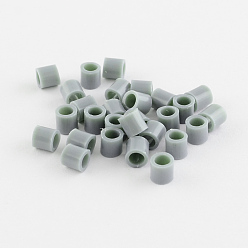 Gris Perlas de fusibles pe, perlas melty bricolaje, tubo, gris, 5x5 mm, Agujero: 3 mm, sobre 8000 unidades / 500 g