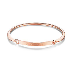 Rose Gold SHEGRACE Brass Bangle, with Forever Love, Rose Gold, 2-3/8 inchx1-7/8 inch(60x48mm)