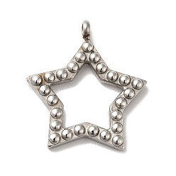 Stainless Steel Color 304 Stainless Steel Pendants, Hollow Star Charm, Stainless Steel Color, 24x22x2.5mm, Hole: 2mm