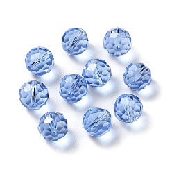 Bleu Bleuet Verre imitation perles de cristal autrichien, facette, ronde, bleuet, 8mm, Trou: 1mm