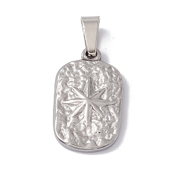 Stainless Steel Color 304 Stainless Steel Pendants, Rectangle with Star, Stainless Steel Color, 18x10.5x2.5mm, Hole: 5x2.5mm