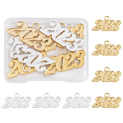 Golden & Silver 50 Pieces 2023 Year Charms Pendants Tassel Graduation Charm Pendant Mixed Color for Jewelry Necklace Bracelet Earring Making Crafts, Golden & Silver, 38x14x2mm, Hole: 4mm