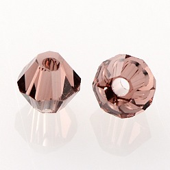 Brun Rosé  Aaa facettes de qualité toupie perles de verre transparent, brun rosé, 4x3mm, trou: 1 mm, environ 720 PCs / sachet 