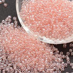 Персиковый Слойка 8/0 стакан бисер, класс А, круглые, прозрачные цвета lustered, розовые, 2.8~3.2 мм, отверстия : 1.0 mm, около 15000 шт / фунт