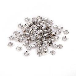 Platinum 6-Petal Iron Bead Caps, Flower, Platinum, 3.5x0.1mm, Hole: 1mm