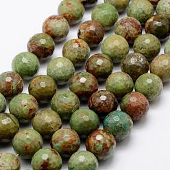 Зеленый Опал Естественный зеленый опал бисер нитей, граненые, круглые, 16 мм, отверстие : 1 мм, около 25 шт / нитка, 15.1 дюйм