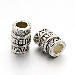 Античное Серебро Сплавочные овальные бусины тибетского стиля , без кадмия и без свинца, колонка, античное серебро, 7x5 мм, отверстие : 2.7 мм