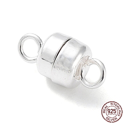 Silver 925 Sterling Silver Magnetic Clasps, Column, Silver, 10.5x5x5mm, Hole: 1.8mm