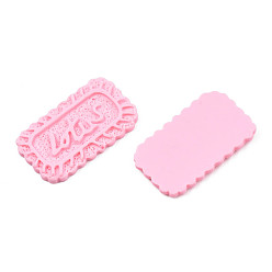 Pearl Pink Opaque Resin Decoden Cabochons, Imitation Food, Cookie, Pearl Pink, 20x34x3mm