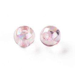 Pink Abalorios de acrílico transparentes, color de ab chapado, rondo, rosa, 8x7 mm, agujero: 2 mm, Sobre 1745 unidades / 500 g