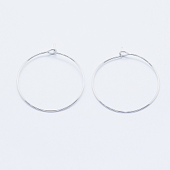 Real Platinum Plated Long-Lasting Plated Brass Hoop Earrings Findings, Real Platinum Plated, Nickel Free, Ring, Real Platinum Plated, 21 Gauge, 31x0.7mm