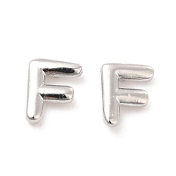 Letter F Boucles d'oreilles en laiton évidées avec lettre initiale pour femmes, platine, sans plomb et sans cadmium, letter.f, 7x5.5x1.5mm, pin: 0.8 mm