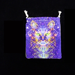 Cat Shape Сумка для хранения карт таро, сумки на шнурке из ткани, для колдовства принадлежности для викканского алтаря, прямоугольные, форма кошки, 160~165x135 мм