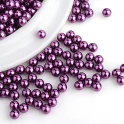 Medium Orchid Imitation Pearl Acrylic Beads, No Hole, Round, Medium Orchid, 6mm, about 5000pcs/bag